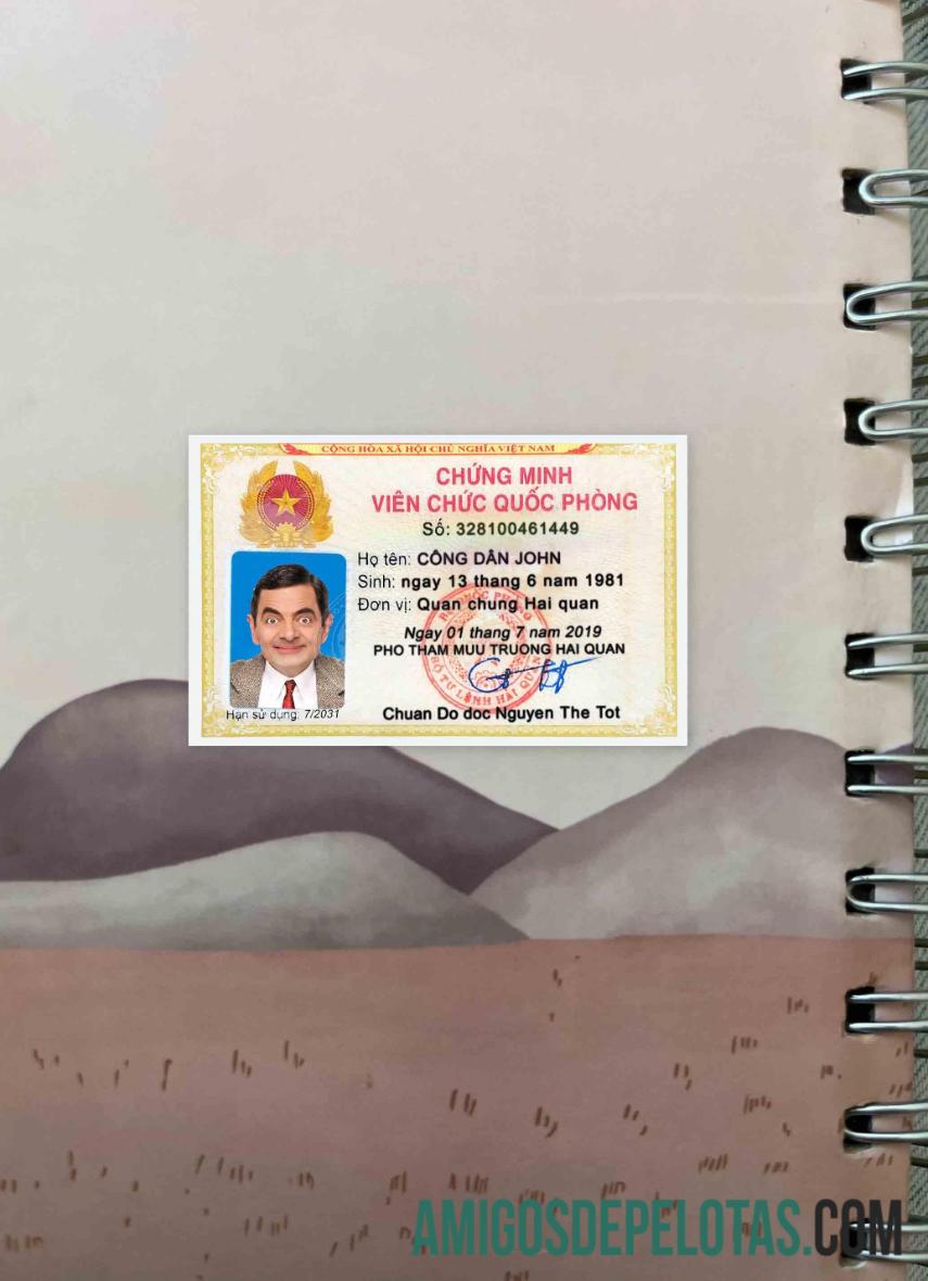 Vietnam ID Card Version 3 olhar de foto frente amostra